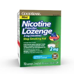GoodSense Nicotine Polacrilex Lozenge 2 mg (nicotine), Mint Flavor, Stop Smoking Aid; quit smoking with nicotine lozenge, 72 Cou