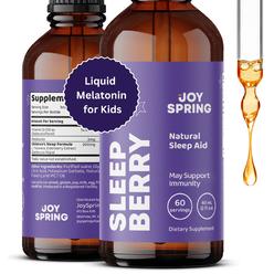 JoySpring SleepBerry Liquid Melatonin for Kids - Natural Sleep Aid with Elderberry and Vitamin D - Boost Immune System While They Sleep (2