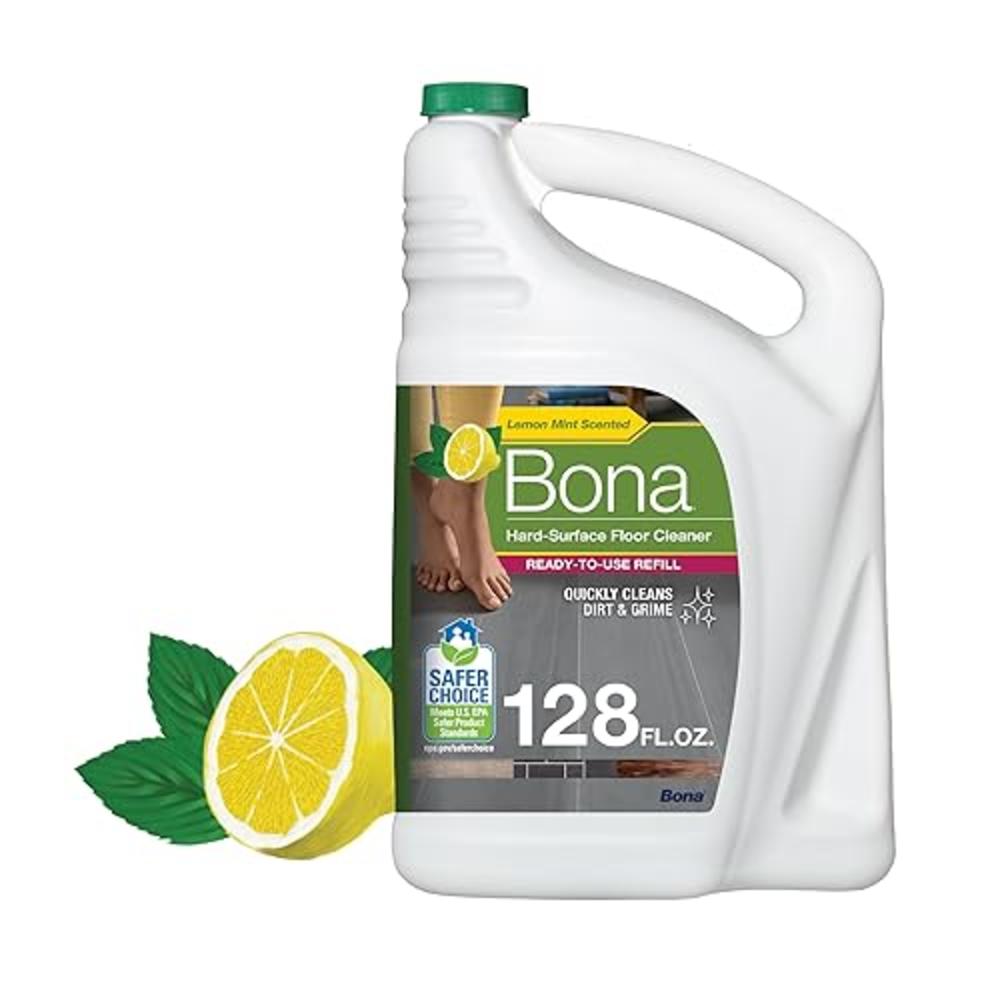 Bona Multi-Surface Floor Cleaner Refill - 128 fl oz - Lemon Mint - Residue-Free Floor Cleaning Solution Spray Mop and Spray Bott