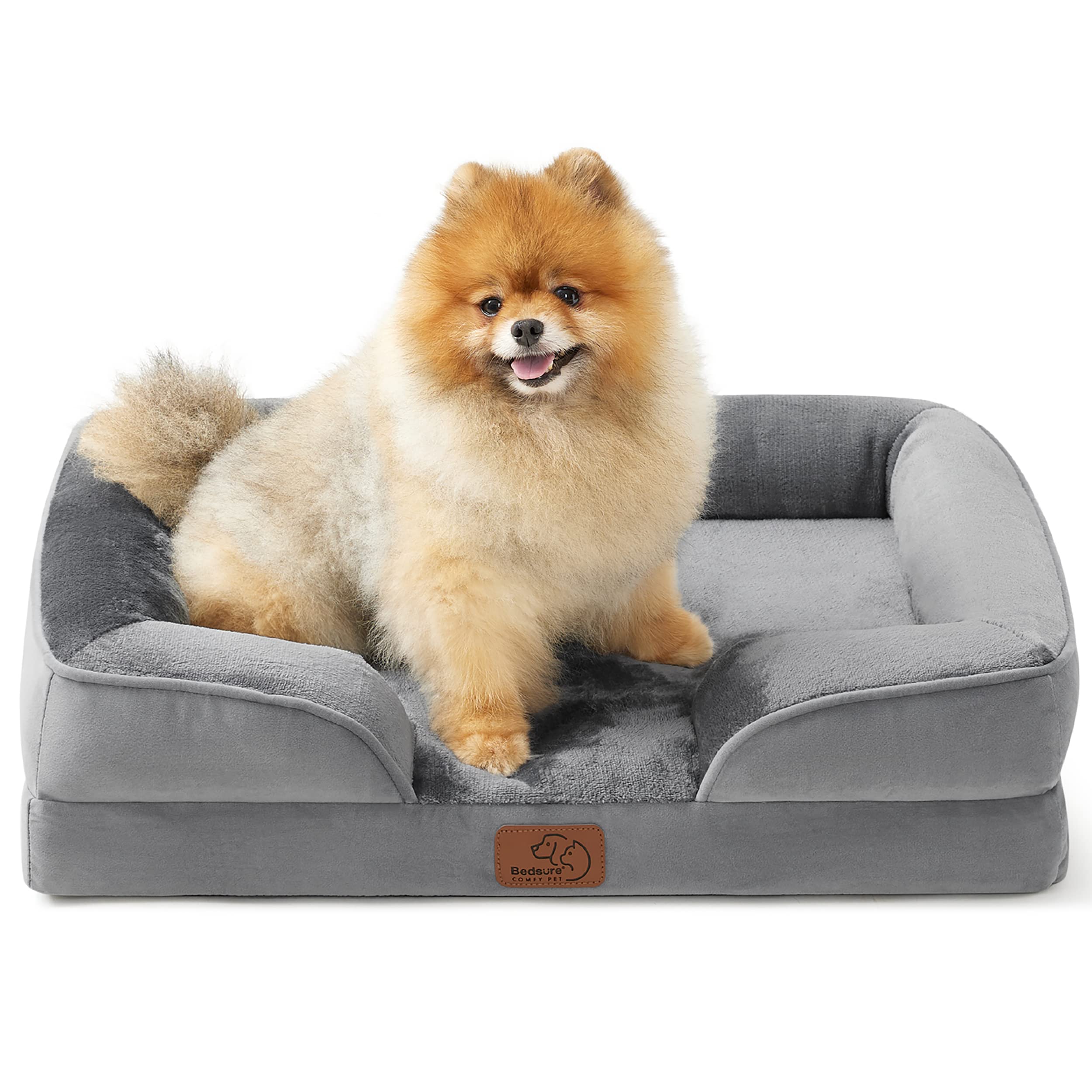 Bedsure Orthopedic Dog Bed - Bolster Dog Sofa Beds for Small Dogs, Supportive Foam Pet Bed with Removable Washable Cover, Waterp