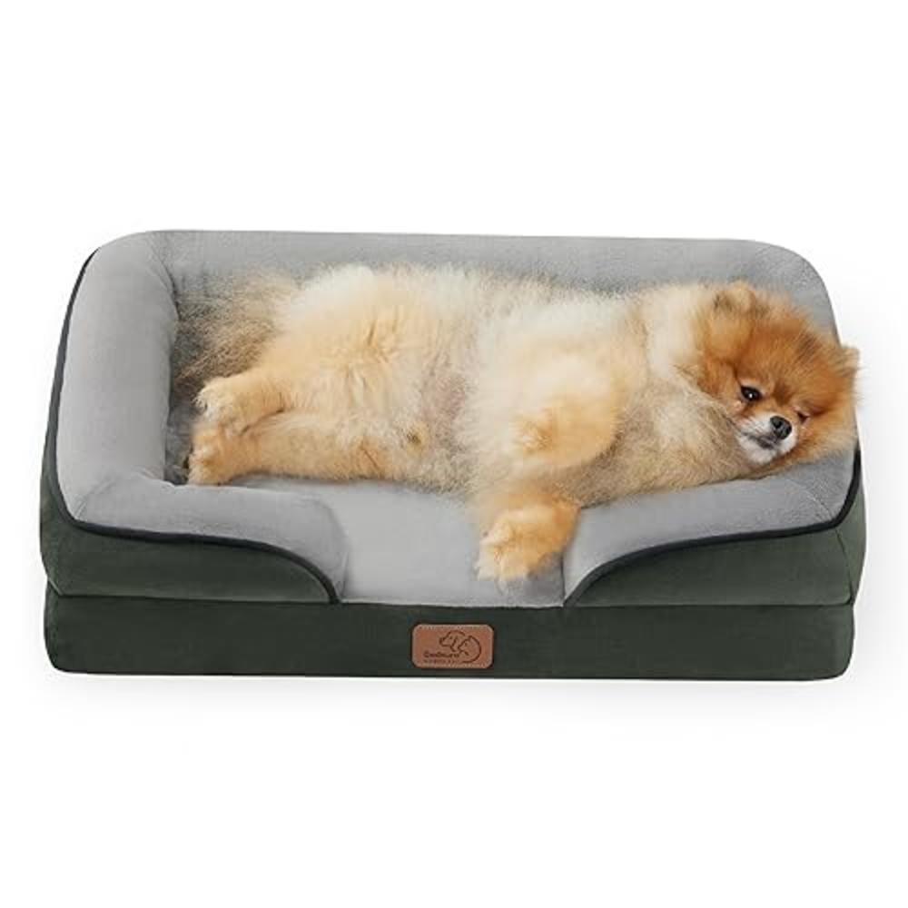 Bedsure Small Orthopedic Dog Bed - Washable Bolster Dog Sofa Beds for Small Dogs, Supportive Foam Pet Couch Bed with Removable W