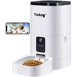 Yakry Automatic Dog Feeder with Camera - 6L/25 Cups Smart Cat Feeder with Timer 2-Way Audio HD 1080P Cam Night Vision - 2.4G WiF