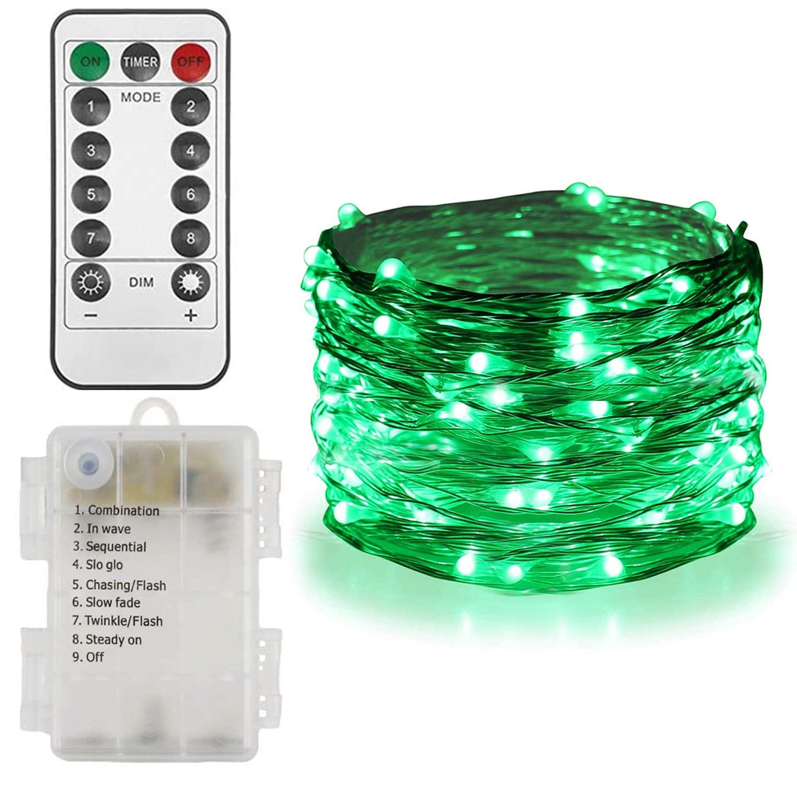 Twinkle Star St Patricks Day Fairy Lights Battery Operated, 33ft 100 LED Waterproof Silver Wire Halloween Christmas String Light