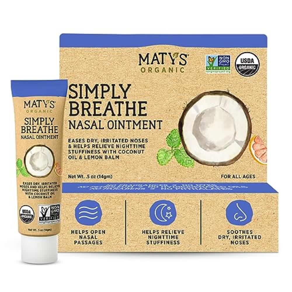 Matys Simply Breathe Nasal Ointment - Dry Nose Relief - Soothes Sore Noses from Air Travel, Dry Climates, CPAP Use & More -Natur