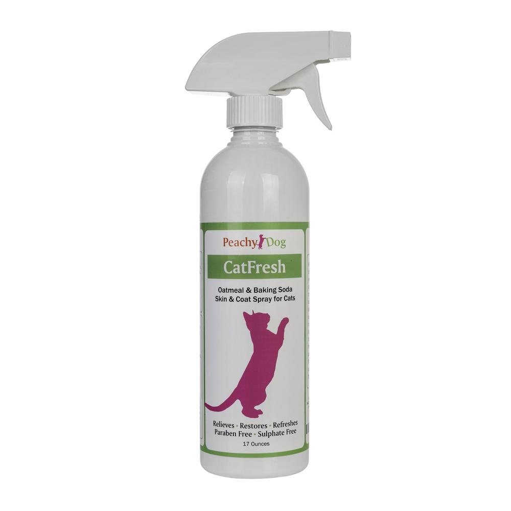PeachyDog CatFresh Oatmeal Skin & Coat Spray Cleanses & Detangles, Soothes Irritations That Cause Excessive Licking, Chewing & Scratching,