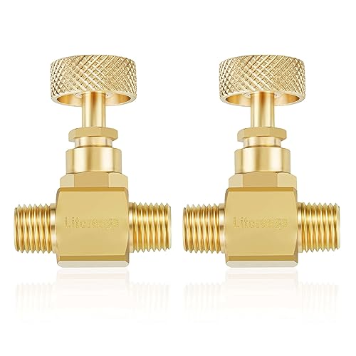 Litorange 2 Pack Heavy Duty Brass Replacement Control Needle Valve 1/4" Male NPT X 1/4" Male NPT Connection