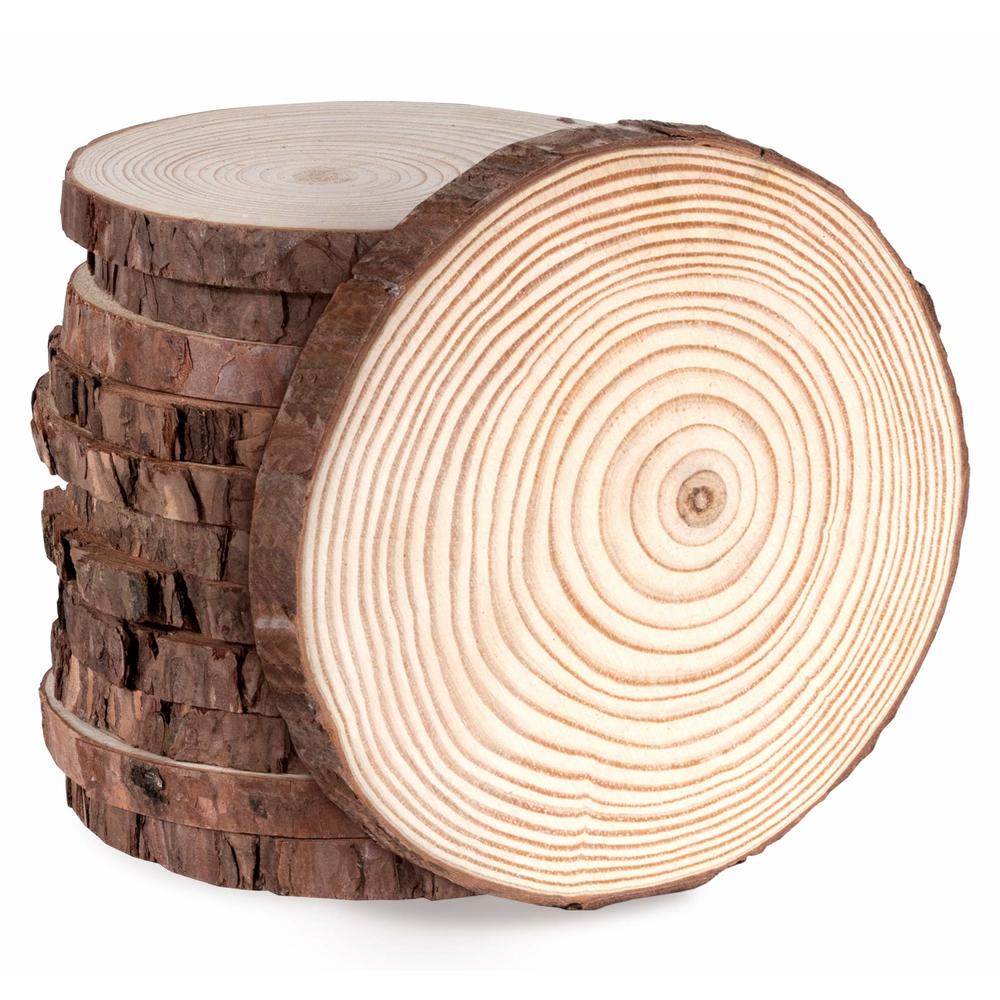 Lemonfilter Natural Wood Slices 12 Pcs 4.7-5.1 Inches Craft Wood Kit Wooden Circles Unfinished Log Wooden Rounds for Arts Crafts