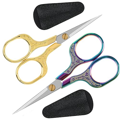 Glexal Embroidery precision scissors-Glexal 5 Inch Vintage Scissors-2 pack,Ultra Sharp Blade Shears,scotch small crafts scissors for mu