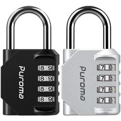 Puroma 2 Pack Combination Lock 4 Digit Locker Lock Outdoor Waterproof Padlock for School Gym Locker, Sports Locker, Fence, Toolb
