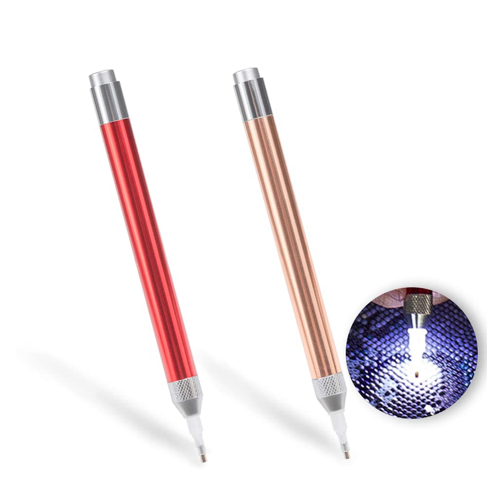 Sonsage LED DIY Diamond Painting Illumination Pen with Light,2Pack Art Lighted Pen Applicator Accessories,Drill Bead Pen for Adult and K