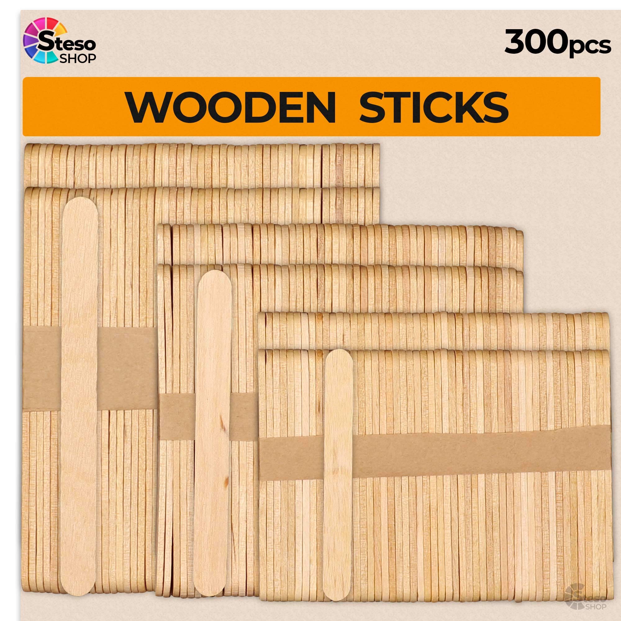 StesoSHOP Popsicle Stick 300pcs Premium Quality - Jumbo Sticks