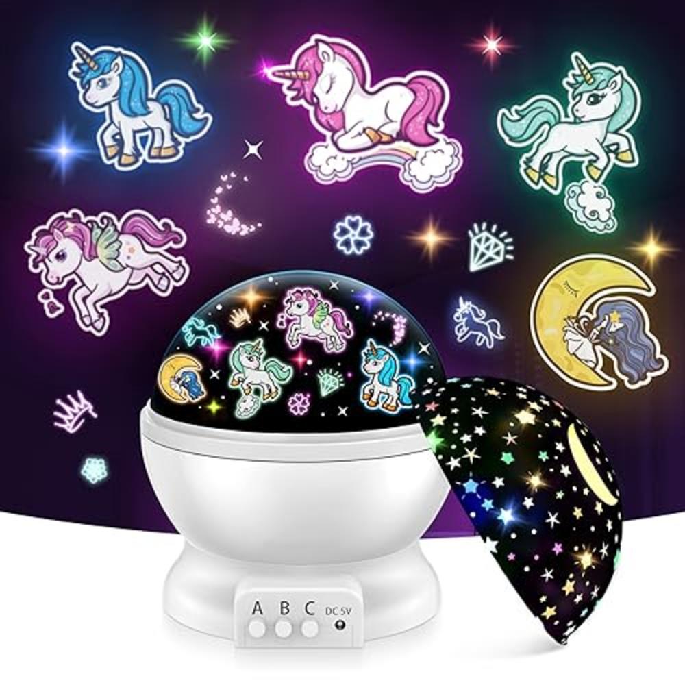 STRAWBETTER Unicorns Gifts for Girls Age 3-12 2 in 1 Unicorn & Star Night Light Projector for Kids 4 5 6-8-10 Year Old Toys Nigh