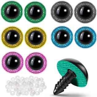 Suilung 100 Pieces Large Safety Eyes for Amigurumi Stuffed Glitter Animal  Eyes Plastic Craft Crochet Eyes for DIY of Puppet Bear Crafts