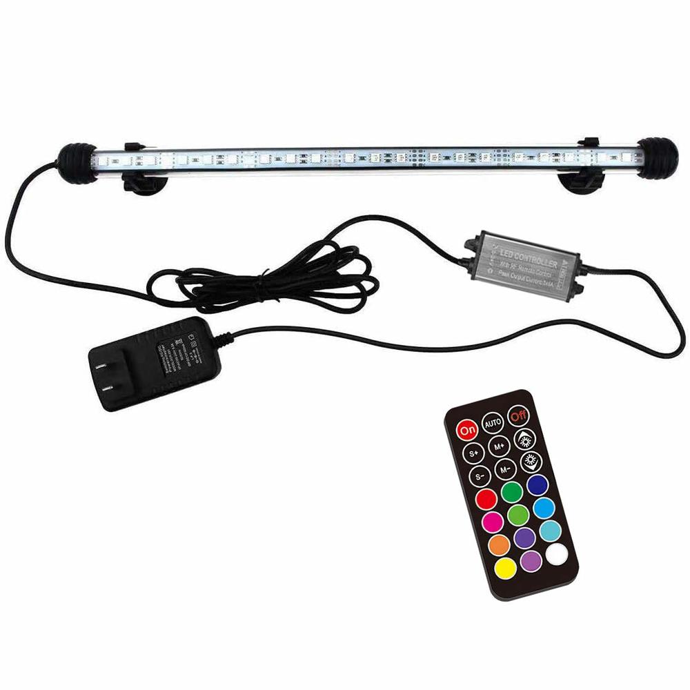 COVOART LED Aquarium Light, 15 inches Fish Tank Light RGB Color Underwater Light Submersible Crystal Glass Lights, 21 LED Beads,