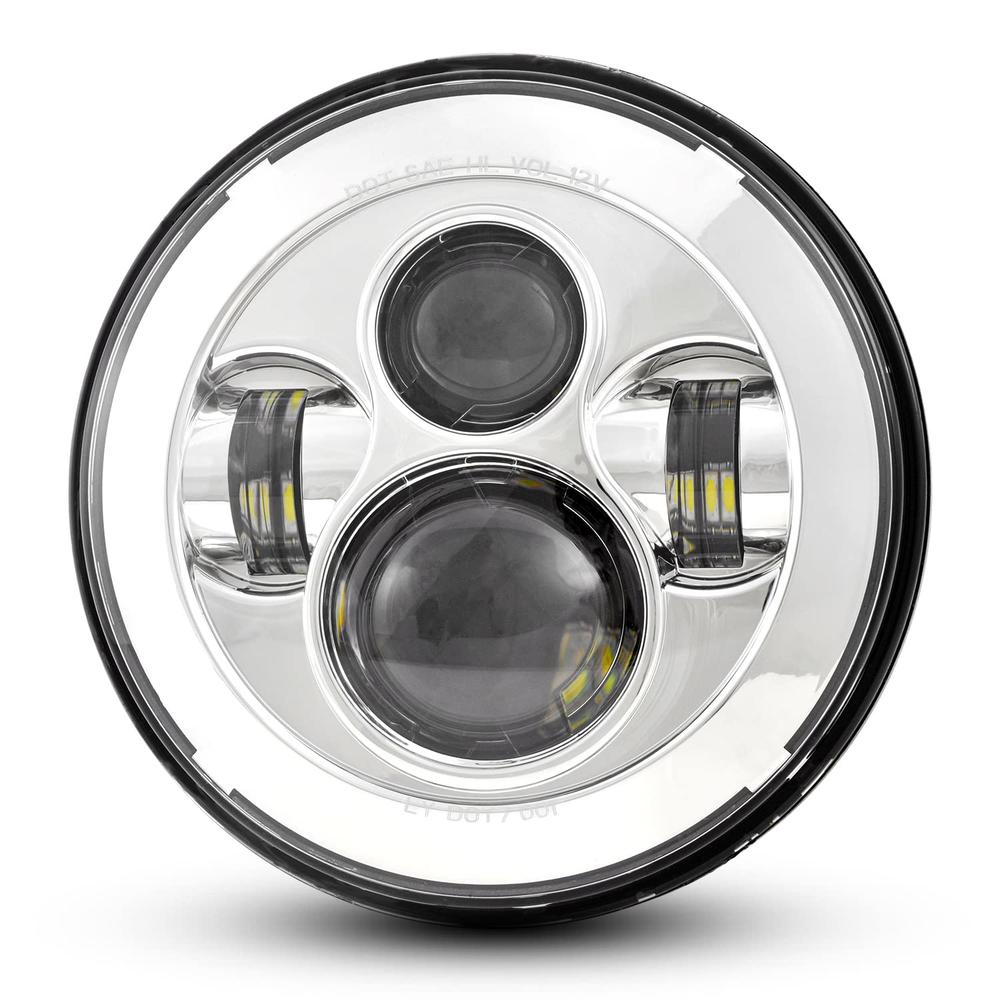 LX-LIGHT Dot Approved 7Inch Chrome LED Headlight Compatible with Haley Motorcycle Tour,FLD,Softail Heritage,Street Glide,Road King,Electr