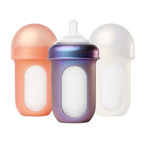 Boon Nursh Reusable Silicone Baby Bottles with Collapsible Silicone Pouch Design - Baby Bottle Set - Baby Feeding Essentials - S