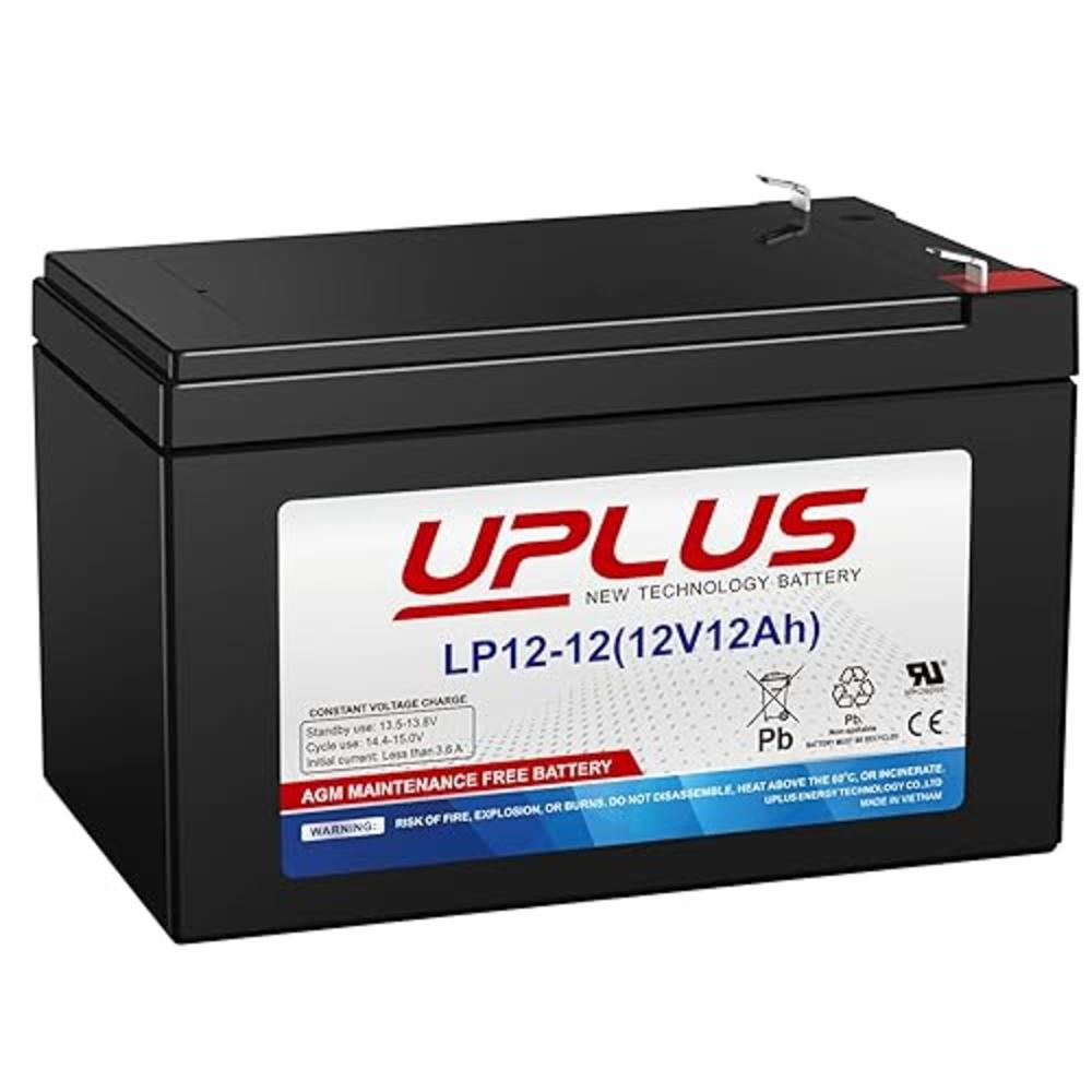 UPLUS NEW TECHNOLOGY BATTERY UPLUS LP12-12 12 Volt 12Ah Rechargeable AGM Battery, DJW12-12AD SLA Battery Replacement Deep Cycle Batteries for Kids Power Whee