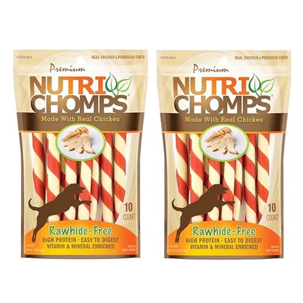 Nutri Chomps NutriChomps Dog Chews - 5-inch Twists, Easy to Digest, Rawhide-Free Dog Treats, Healthy, 10 Count, Real Chicken Flavor, Bundle o