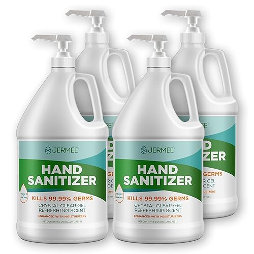 JERMEE Moisturizing Hand Sanitizer Gel, 70% Alcohol - Kills 99.99% Germs, Enhanced with Vitamin E and Aloe Vera - Crystal Clear 