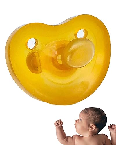Zo b Organic Simply Rubber Pacifiers - Shorter Nipple (Less Gagging) - Orthodontic - Small Newborn (0-6 mos) - Heart-Shape Shield - Natural R