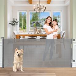 KISKIZ Retractable Baby Gates 65" Wide Baby Gate for Stairs Retractable Dog Gate Indoor Mesh Baby Gate Outdoor Retractable Gate Stair G