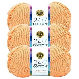 Lion Brand Yarn Lion Brand 24/7 Cotton Yarn, Yarn for Knitting, Crocheting,  and Crafts, Creamsicle