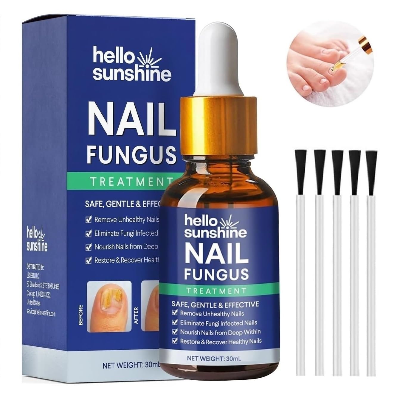 Hello Sunshine Nail Fungus Treatment for Toenail, Toenail Treatment: For & Fingernails, Toe Extra Strength, Athletes Foot, Discolored or Damage