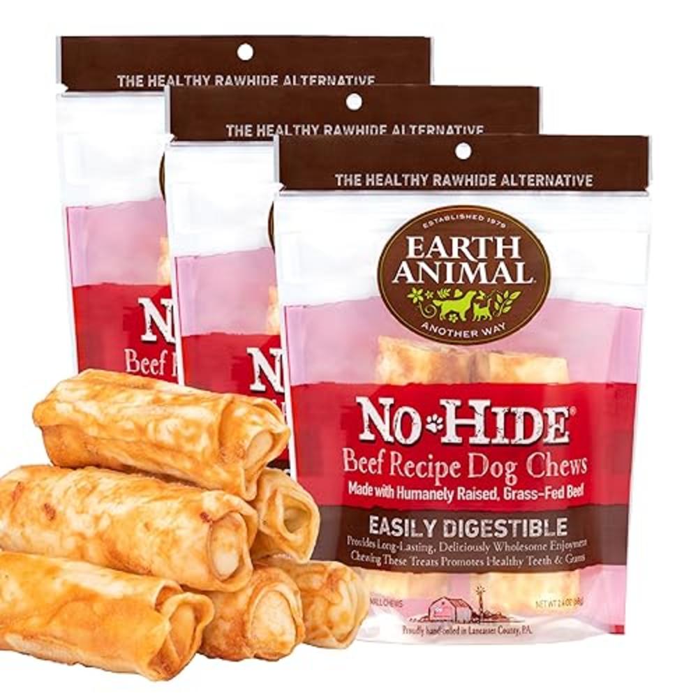 EARTH ANIMAL No Hide Small Beef Flavored Natural Rawhide Free Dog Chews Long Lasting Dog Chews | Dog Treats for Small Dogs | Gre