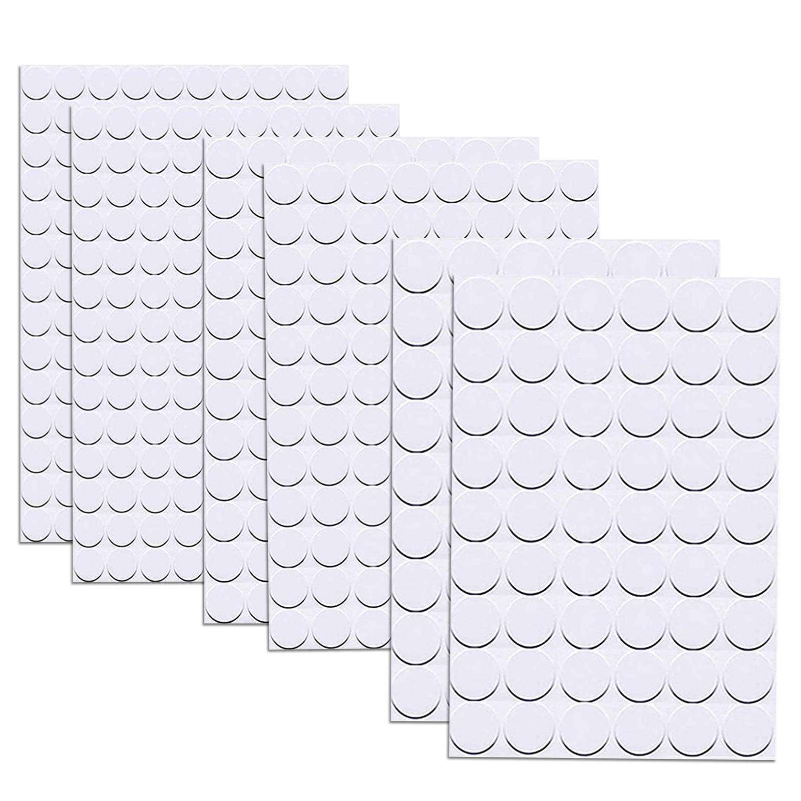 ROMEDA 580 Pcs Self-Adhesive Screw Hole Stickers, 6-Table Self-Adhesive Screw Covers Caps Dustproof Sticker 12mm, 15mm, 21mm White
