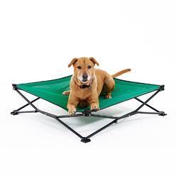 COOLAROO On the Go Cooling Elevated Dog Bed, Portable for Travel & Camping, Collapsible for Storage, Large, Emerald Green