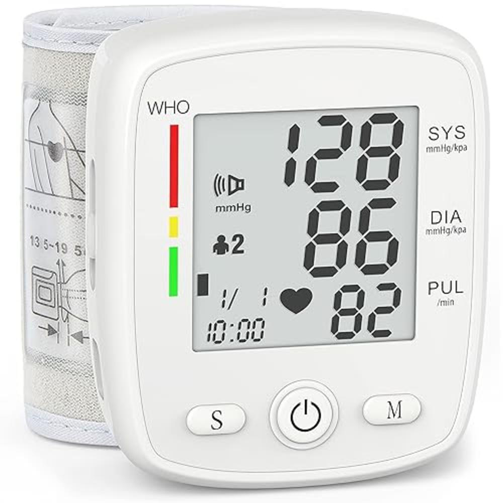 MBUPAI Wrist Blood Pressure Monitor Digital BP Monitor Rechargeable BP Machine with 2x99 Readings Memory Large LCD Display Voice Broadc