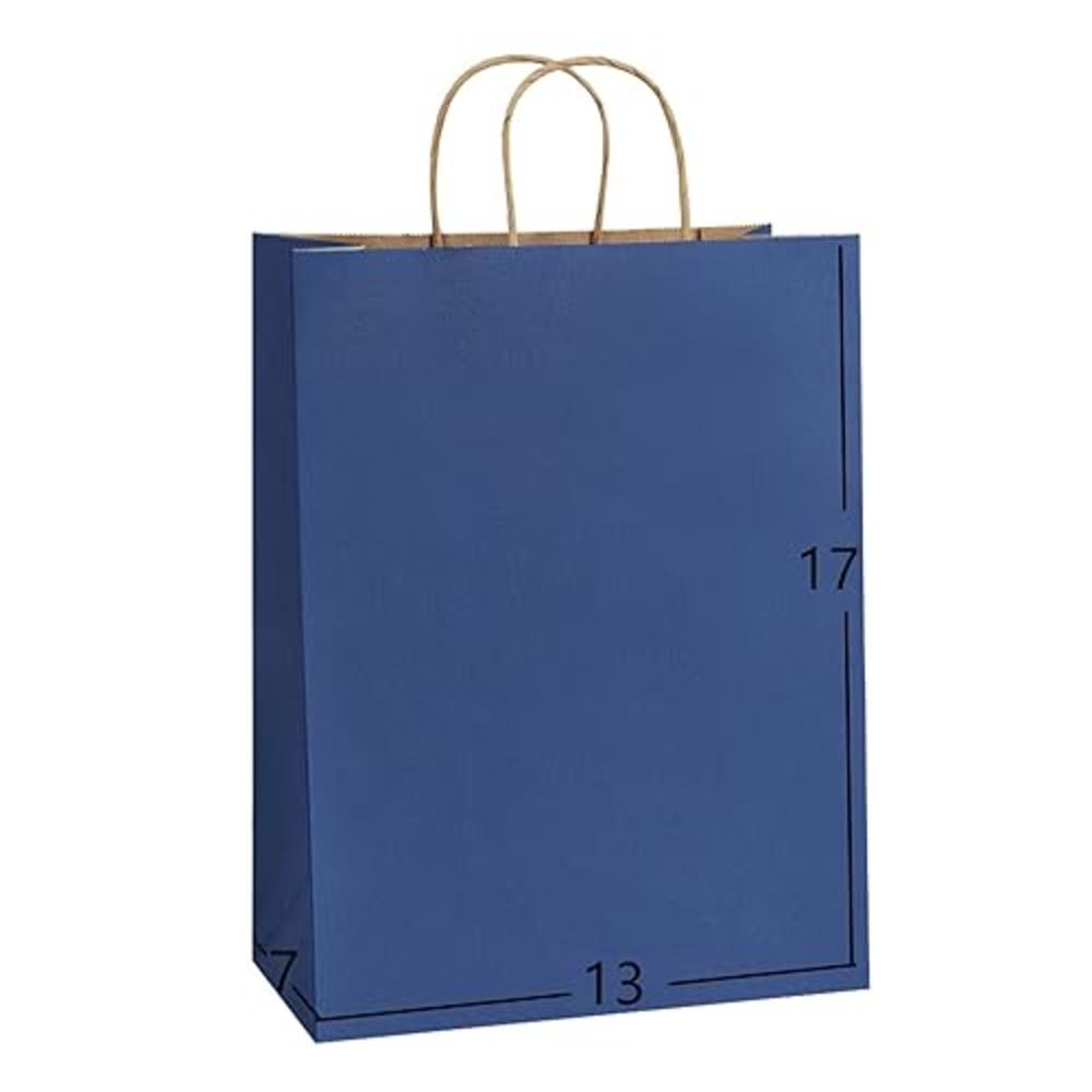 BagDream Paper Gift Bags 13x7x17 50Pcs Gift Bags, Party Favor Bags, Shopping Bags, Retail Bags, Merchandise Bags, Recycled Navy 
