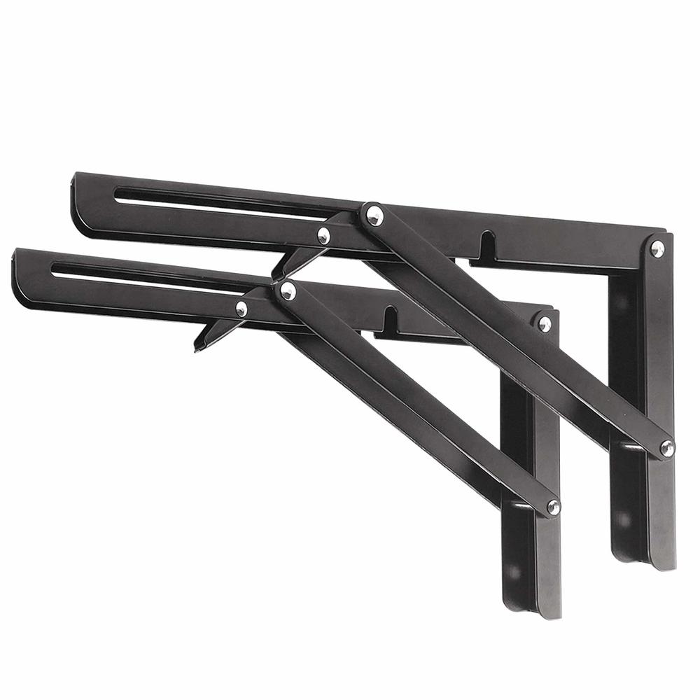 Storystore Folding Shelf Brackets - Heavy Duty Metal Collapsible Shelf Bracket for Bench Table, Shelf Hinge Wall Mounted Space Saving DIY B