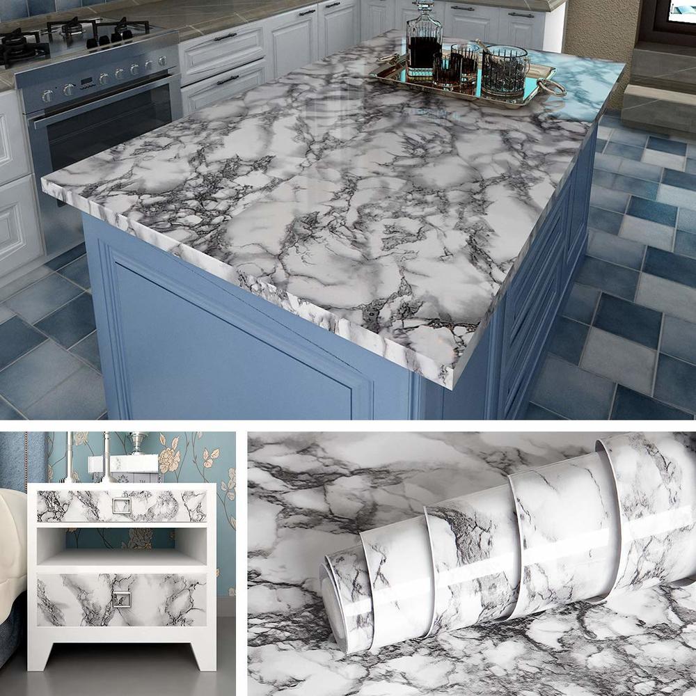 Livelynine 15.8x197 Inch Marble Wallpaper Peel and Stick Countertops for Kitchen Counter top Stick Paper Marble Contact Paper fo