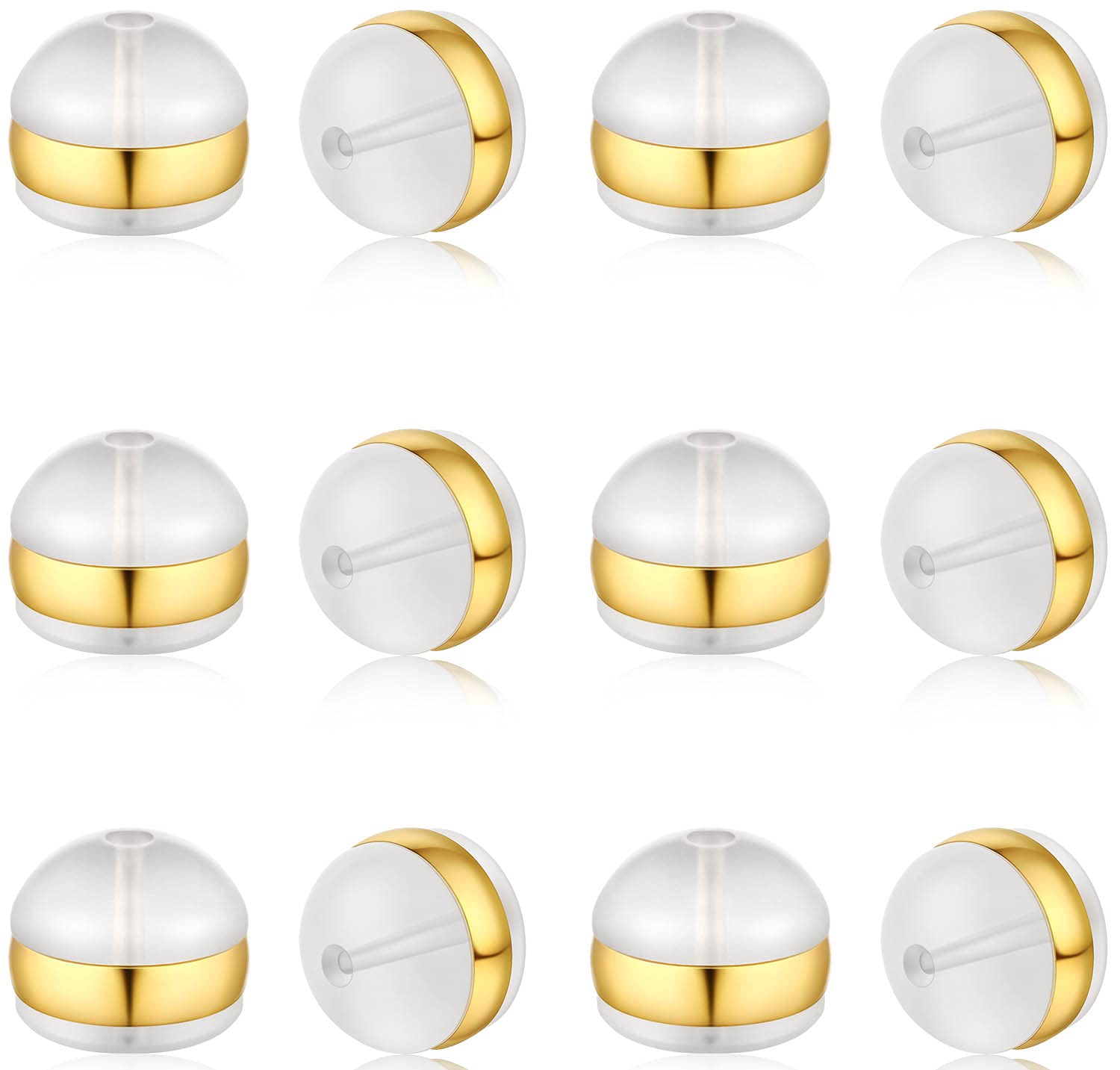 DELECOE 12pcs Gold Soft Silicone Earring Backs for Studs Gold Belt