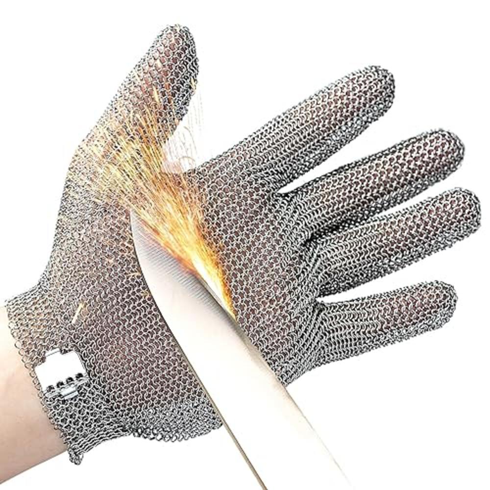 Schwer Highest Level Cut Resistant Stainless Steel Metal Mesh Chainmail Glove Butcher Glove for Meat Cutting Food Processing Kni