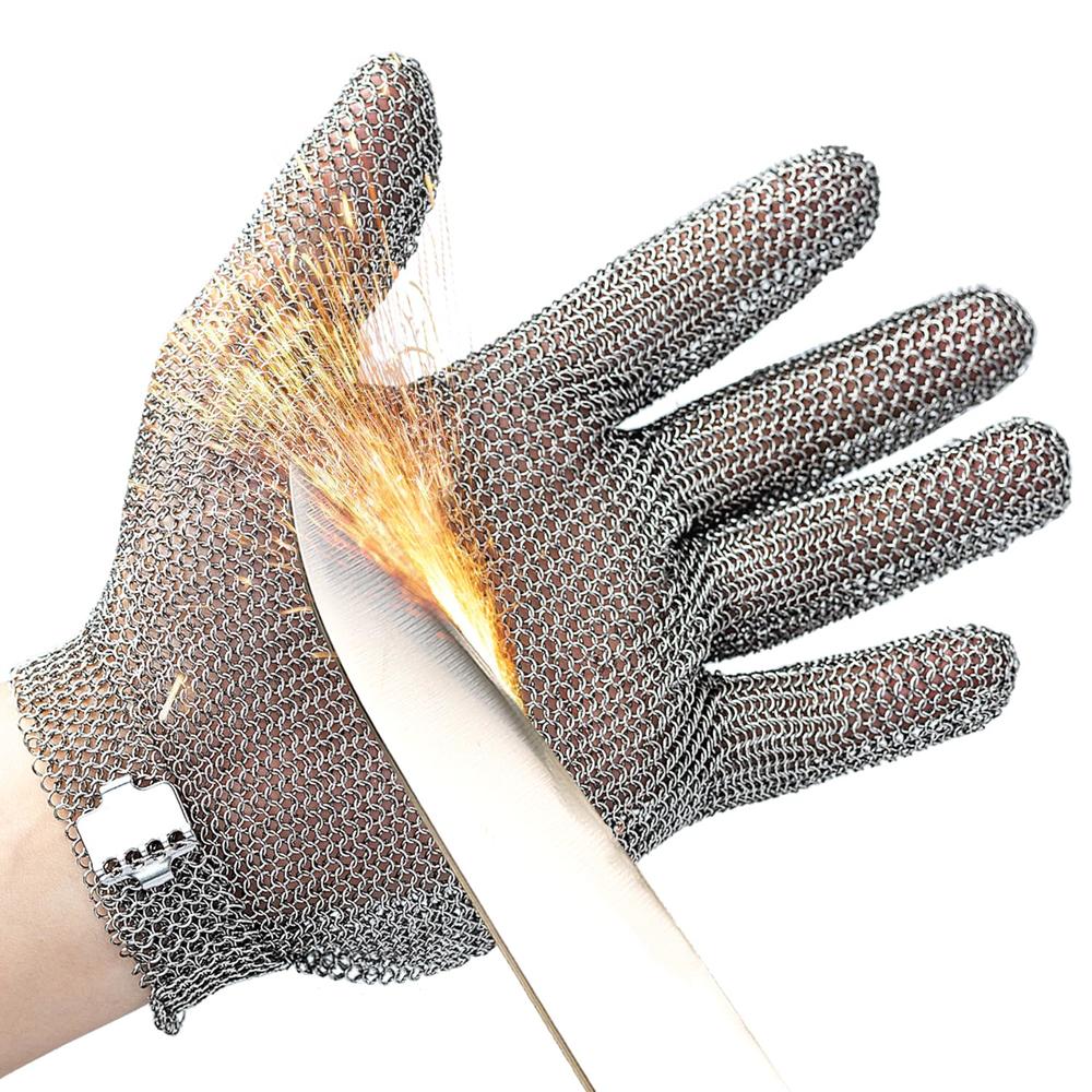 Schwer Highest Level Cut Resistant Stainless Steel Metal Mesh Chainmail Glove Butcher Glove for Meat Cutting Food Processing Kni