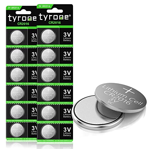 tyrone CR2016 Battery CR 2016 Battery Long Lasting CR2016 3V Lithium Battery Coin Button Batteries for Watch, Car Remote, 12 Bat