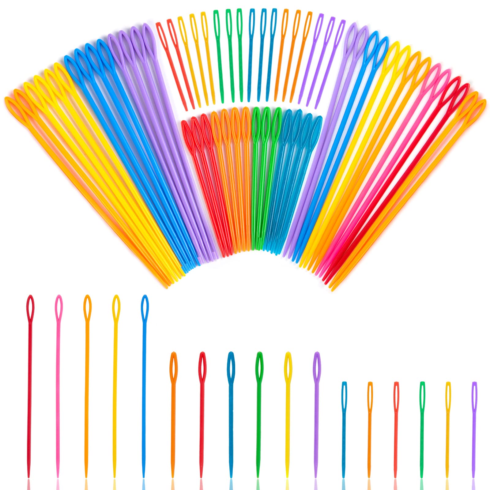 LoveInUSA LOVEINUSA 100PCS Plastic Needles for Kids, Large Eye Yarn Needles  Kids Colorful Weaving Needles for DIY Stitchery Plastic Sewing
