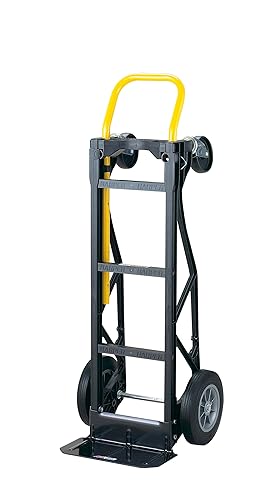 Harper Trucks PGDY8635P 700 lb Capacity Glass Filled Nylon Convertible Hand Truck and Dolly with 10" Flat-Free Solid Rubber Whee