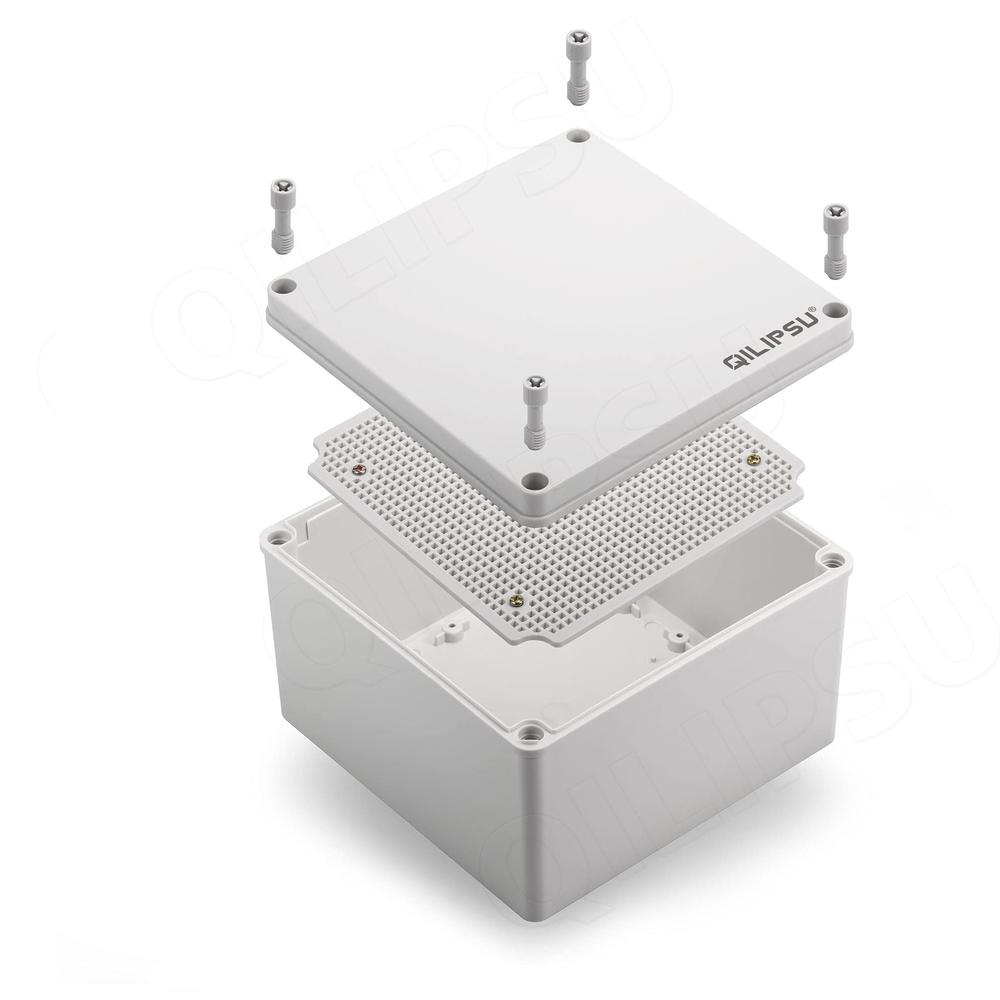 QILIPSU Junction Box with Mounting Plate 200x200x130mm, ABS Plastic DIY Electrical Project Case IP67 Waterproof Dustproof Enclos