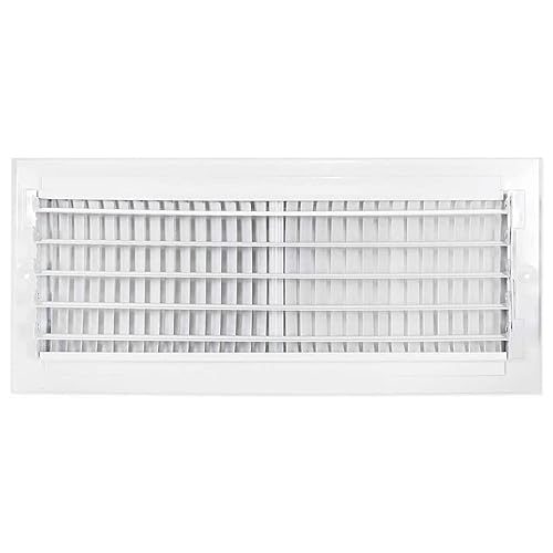 EZ-FLO 16 x 6 Inch (Duct Opening) White Air Vent Cover for Wall or Ceiling, Two-Way Ventilation Register, Solid Steel HVAC Cover