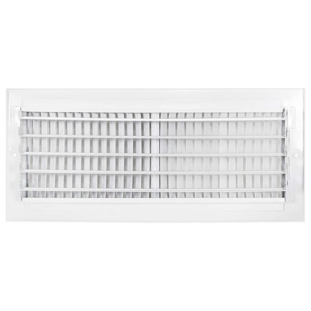 EZ-FLO 16 x 6 Inch (Duct Opening) White Air Vent Cover for Wall or Ceiling, Two-Way Ventilation Register, Solid Steel HVAC Cover