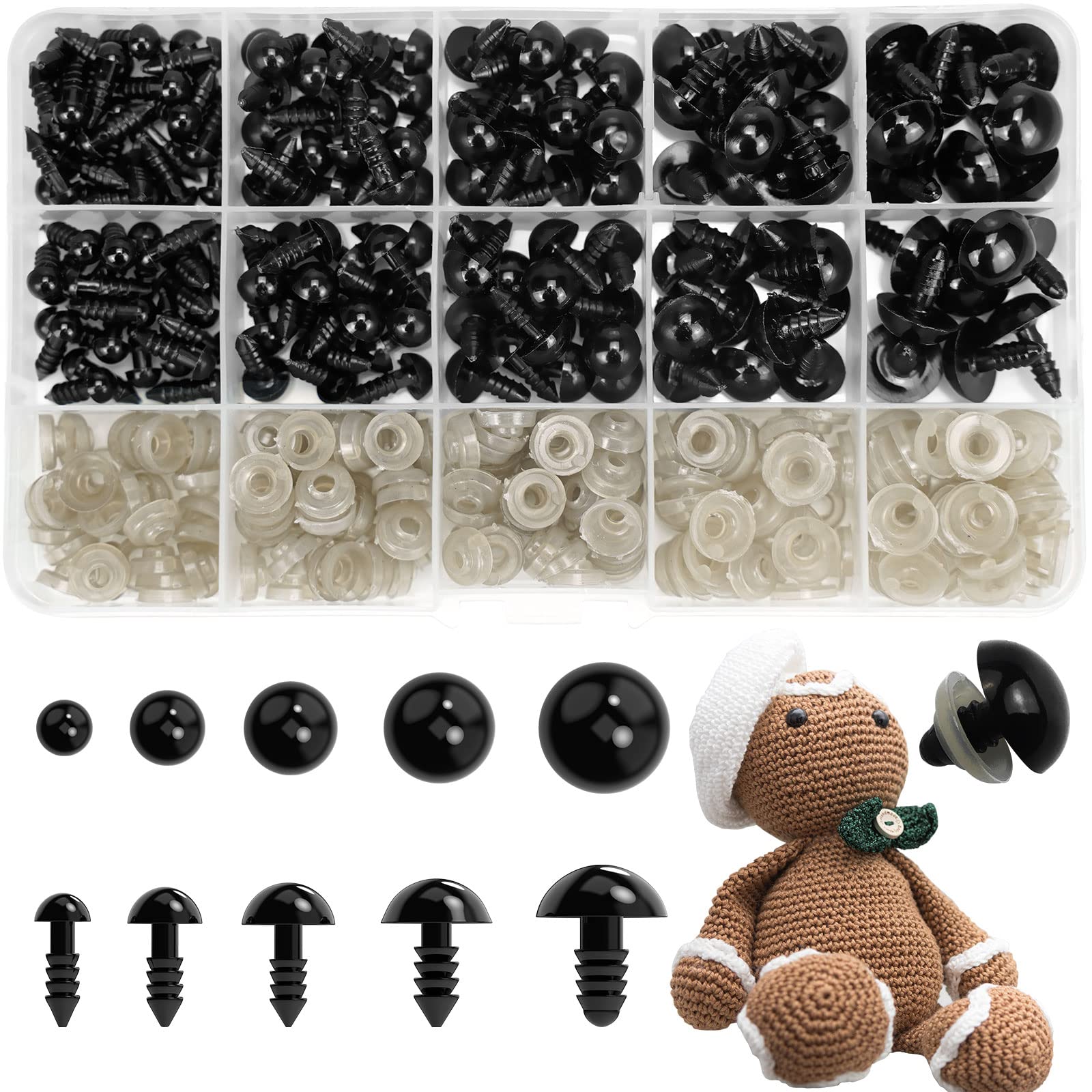 EuCarlos Plastic Safety Eyes for Amigurumi, 240PCS 6mm - 14mm 