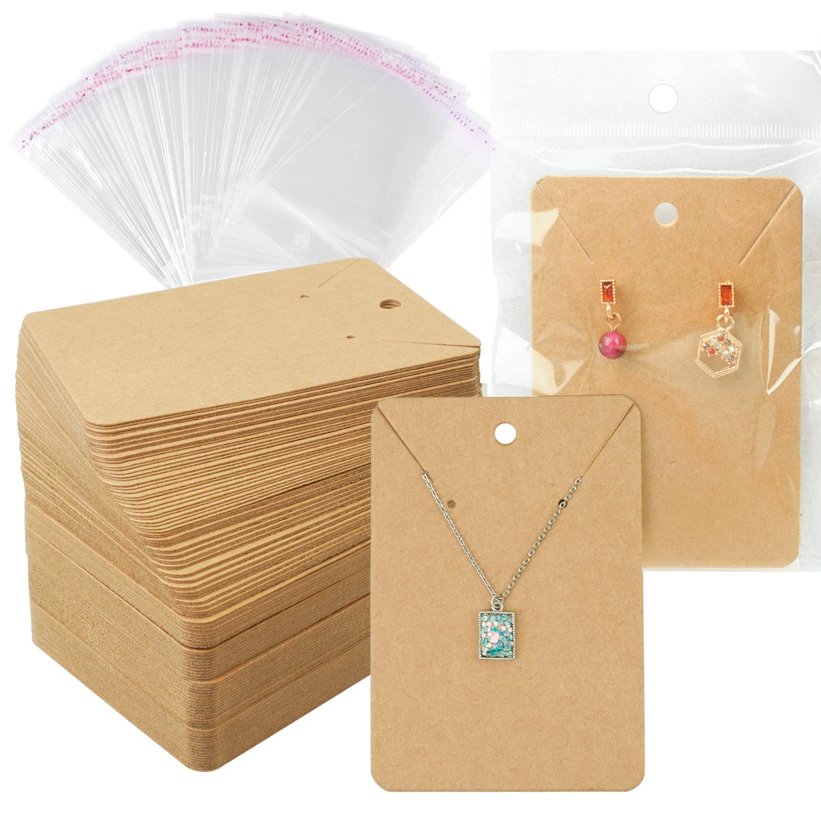 Lazydrop Earring Cards Necklace Display Cards with Bags,150