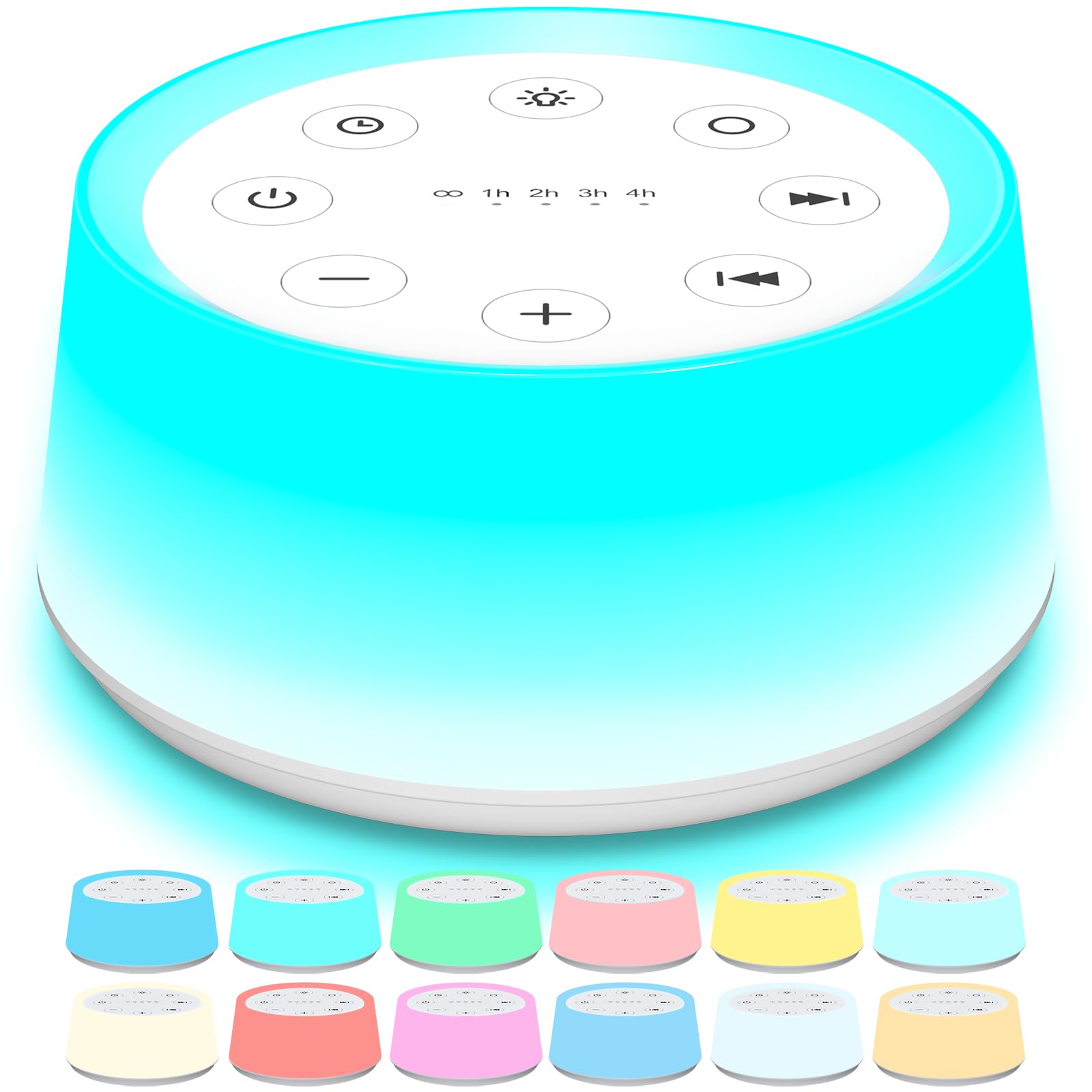 ColorsNoise Sound Machine and White Noise Machine with 30 Soothing Sounds with 12 Colors Baby Night Light with Memory Function (