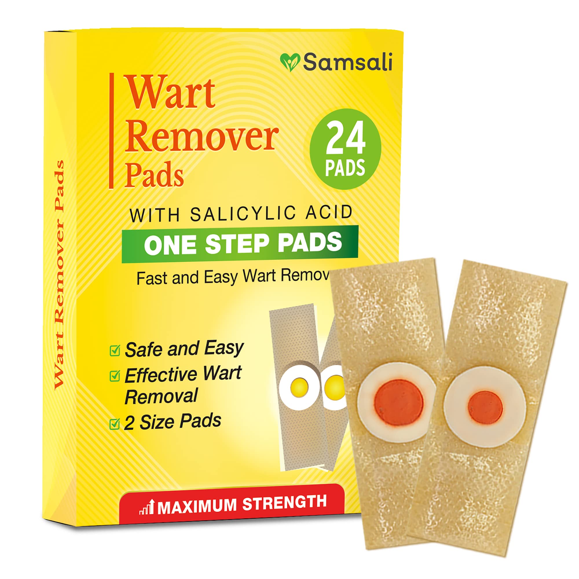 Samsali Wart Remover Bandaid: FDA-Registered Potent Solution for Hands Feet Neck Fingers 12 Large 12 Small Pads Covering Most Body Areas