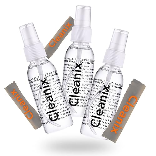 Cleanix Glasses Cleaner Set of 3, Alcohol-Free Eyeglass Cleaner, 3pcs. 2-Ounce Spray Bottles with 3 Microfiber Glass Cleaner Clo