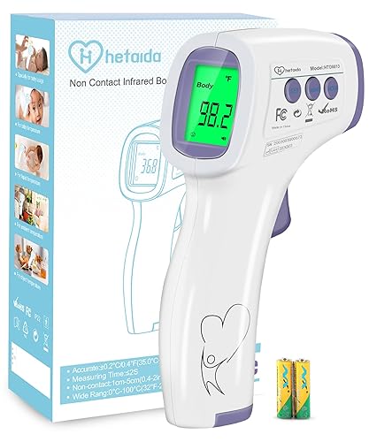 HeTaiDa Digital Thermometer for Adults and Kids, No Touch Forehead Thermometer for Baby, 2 in 1 Body Surface Mode Infrared Thermometer w