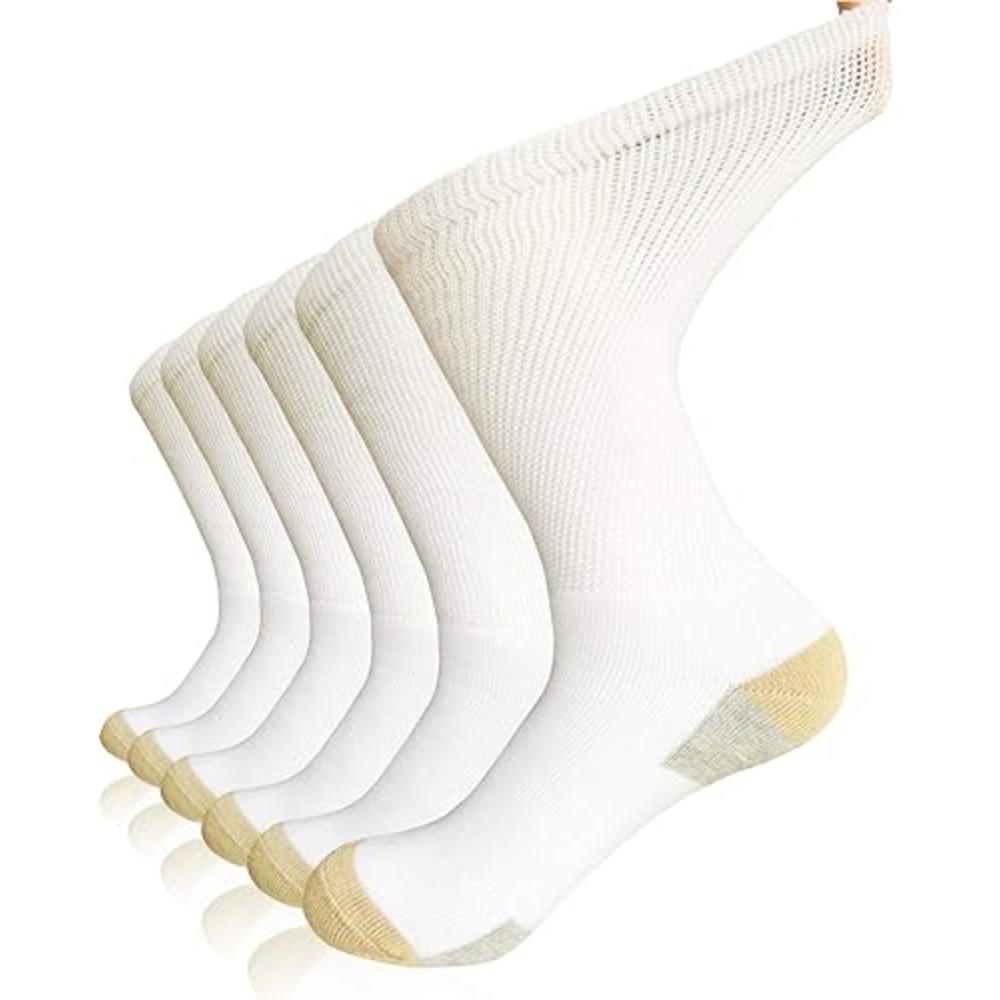 MOLAX Mens Diabetic Socks Non-Binding Crew Socks Warm Cushioned Adjustable Quarter Sox for Edema Thick Ankle Diabetes